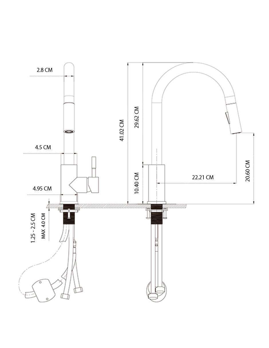 Llave mezcladora monomando grifo cocina TEC143 6