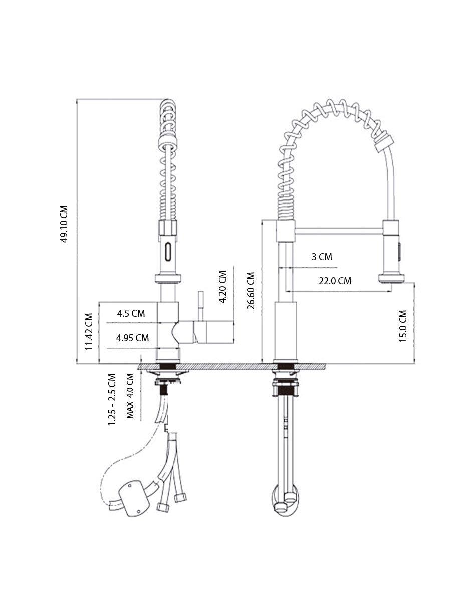 Llave mezcladora monomando grifo cocina TEC102 5
