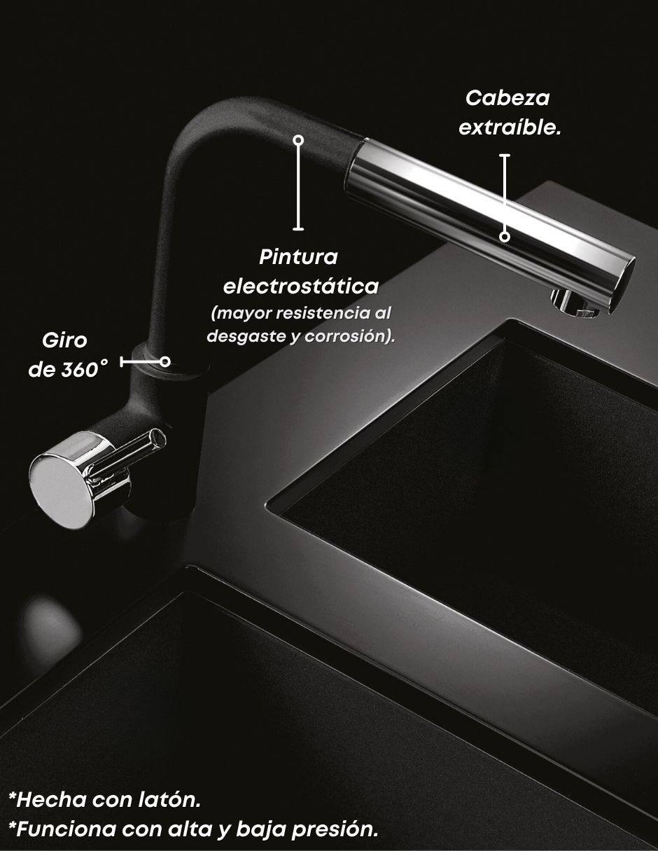 MEZCLADORA COCINA VEMIXEXTL, NEGRO