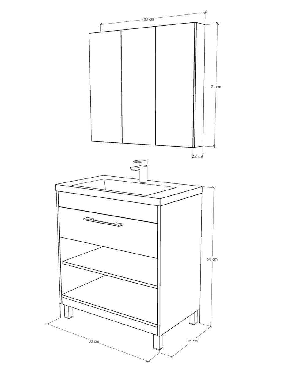 Paquete de baño Lucas de melamina armable 6