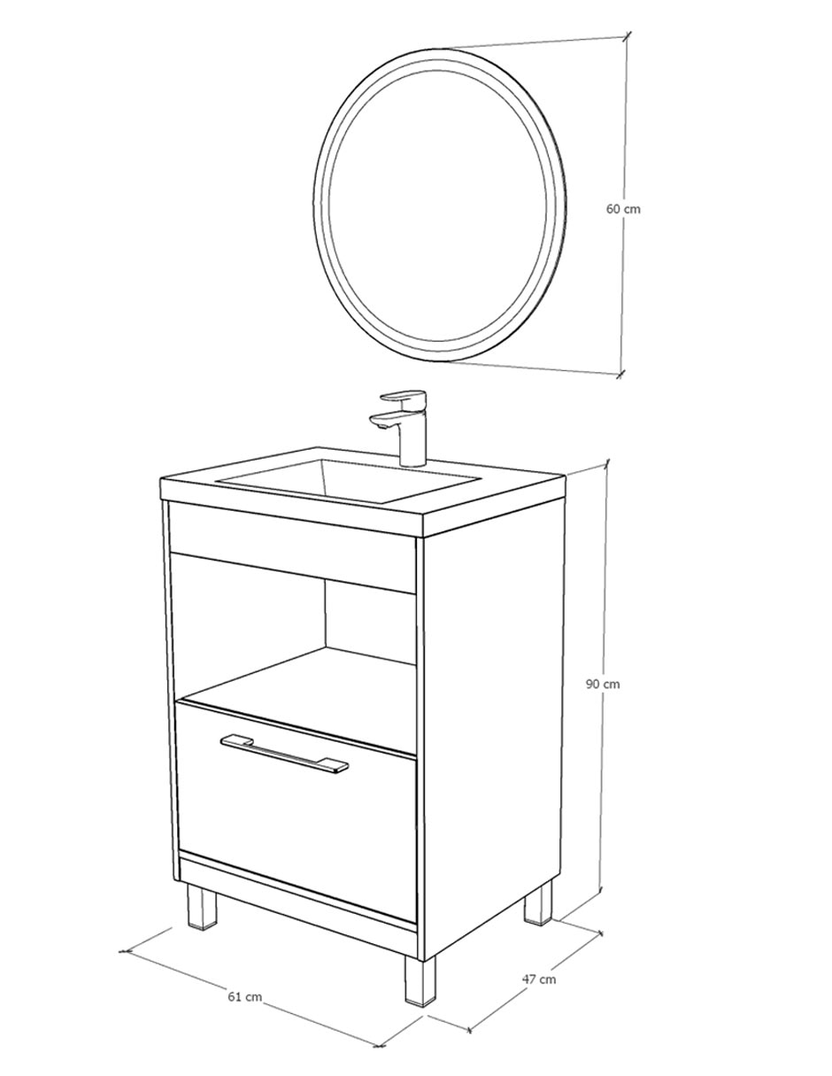 Paquete de baño Olivia de melamina armable 6