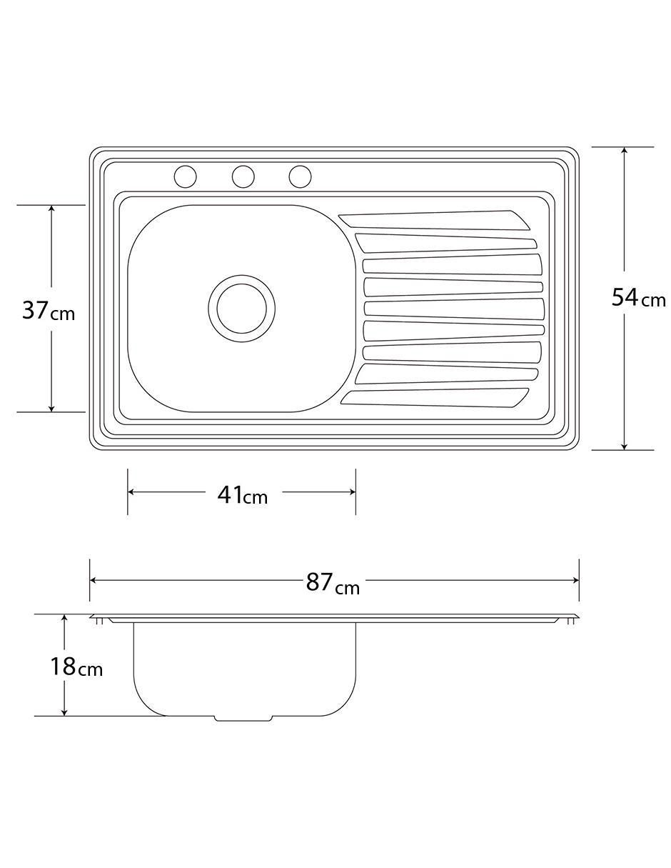 Tarja de acero inoxidable con escurridor derecho C102N 3