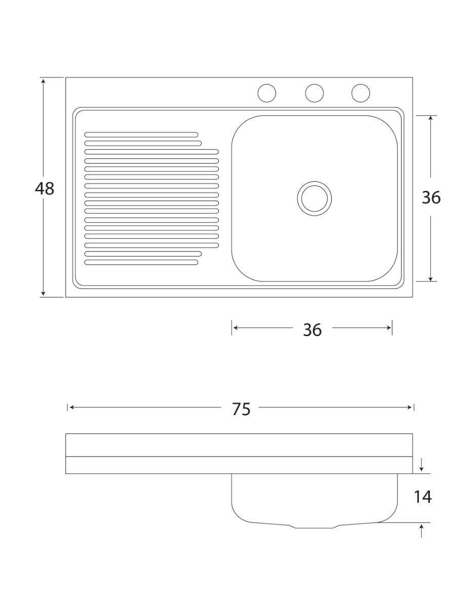 Tarja de acero inoxidable con escurridor izquierdo MCM401 4