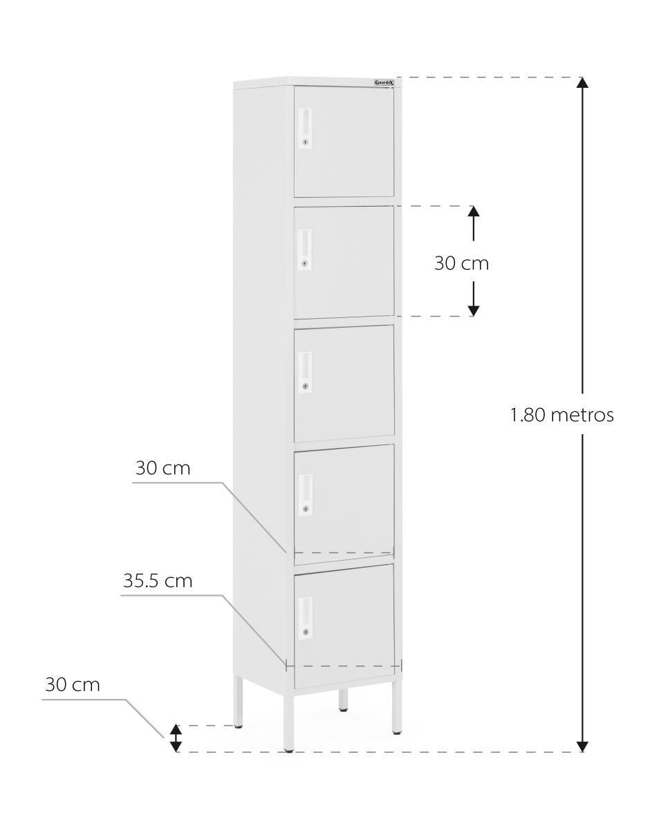 Locker casillero alto de 5 puertas acero inoxidable 9
