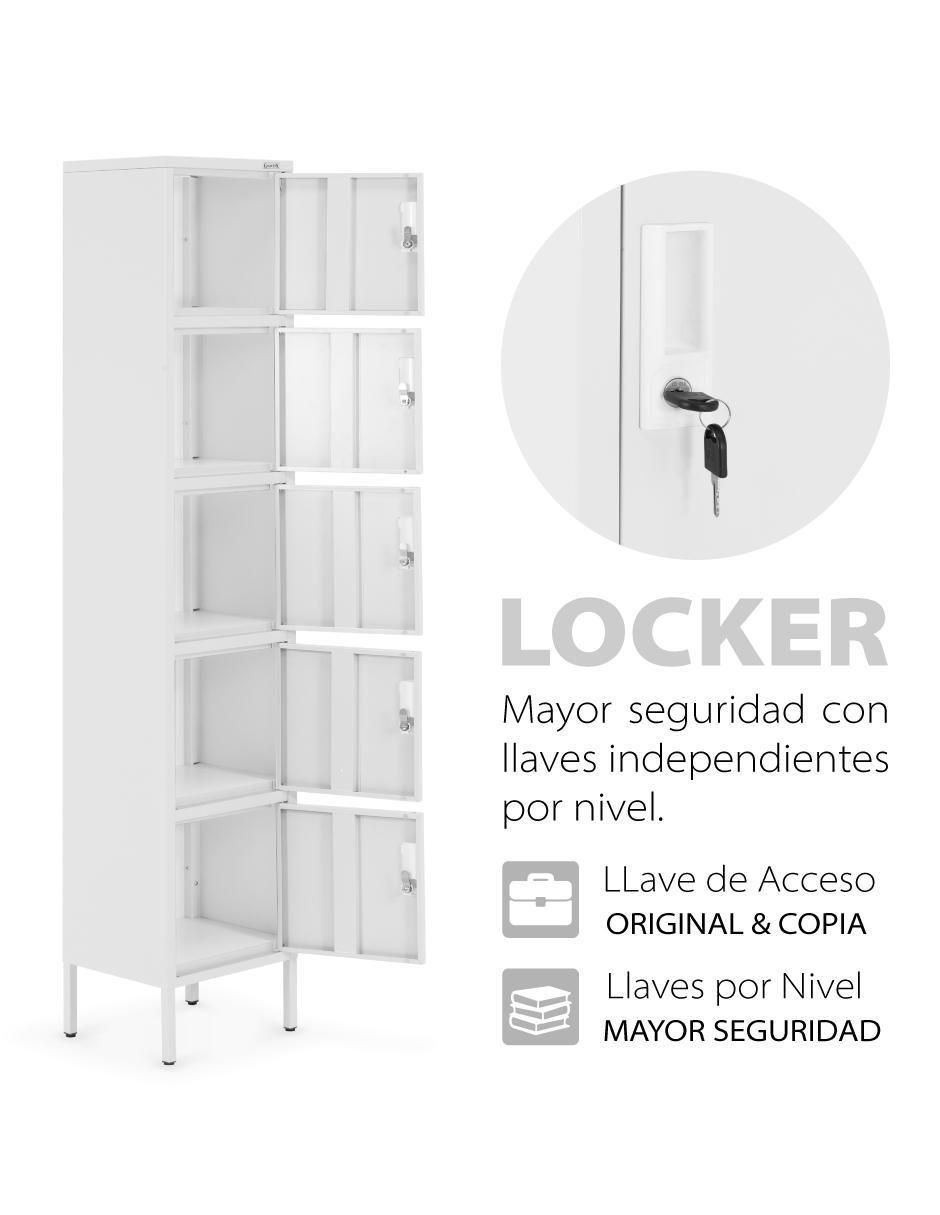 Locker casillero alto de 5 puertas acero inoxidable 3