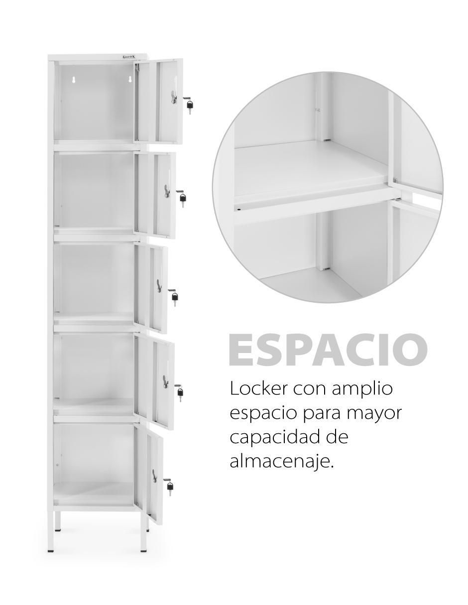 Locker casillero alto de 5 puertas acero inoxidable 5
