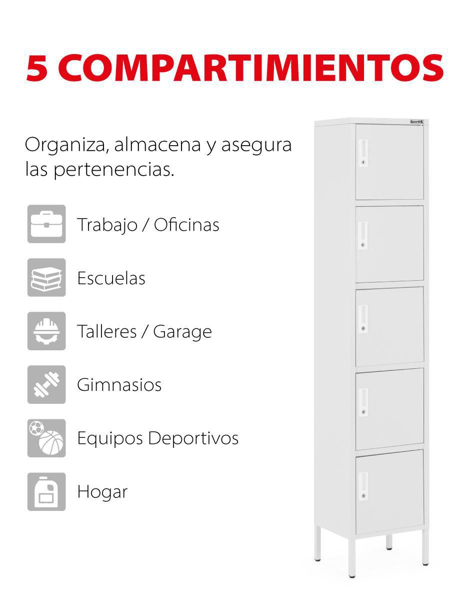 Locker casillero alto de 5 puertas acero inoxidable 8