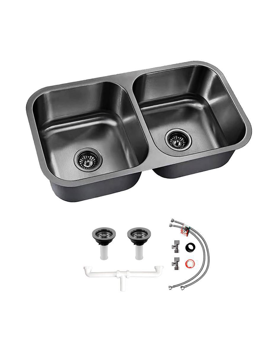 Tarja doble tina de acero inoxidable TD8247SR2N + KIT-002