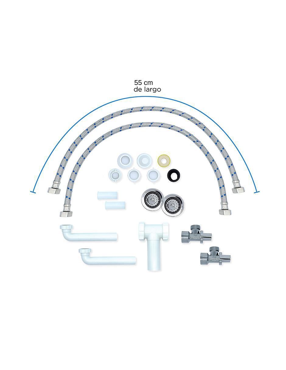 Tarja doble tina de acero inoxidable TD8247SR2N + KIT-002 3