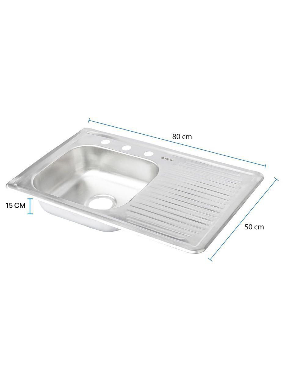 Tarja de acero inoxidable con escurridor derecho KIT-003MZF821FTSED8050 8