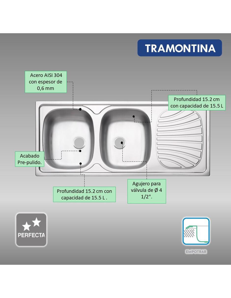 Tarja de acero inoxidable con escurridor derecho 93880605 2