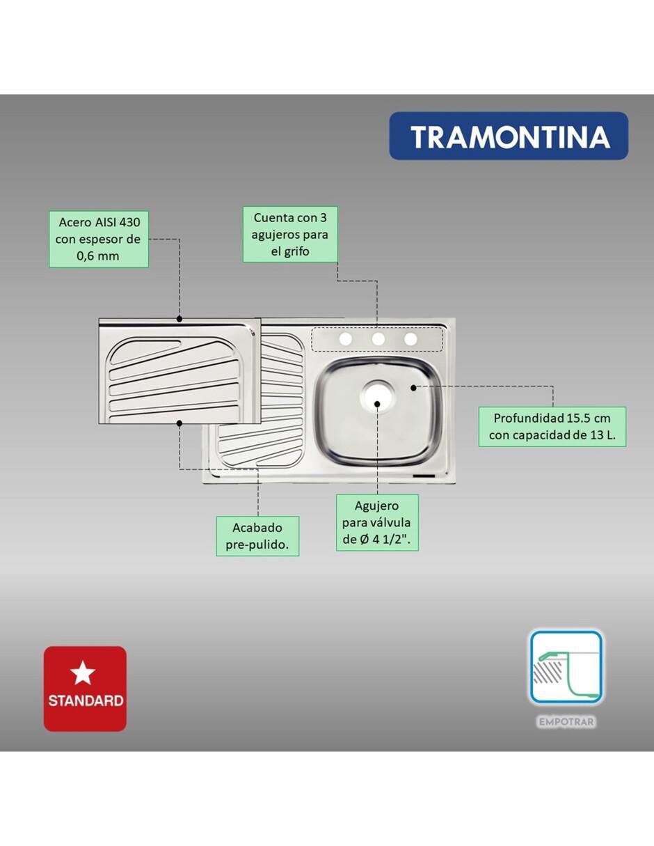 Tarja de acero inoxidable con escurridor izquierdo 93849535 2
