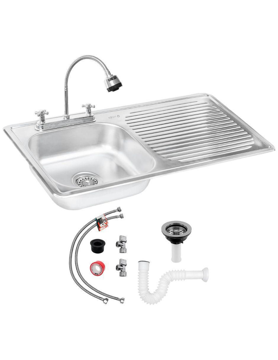 Tarja de acero inoxidable con escurridor derecho TSED10050 + KIT-009