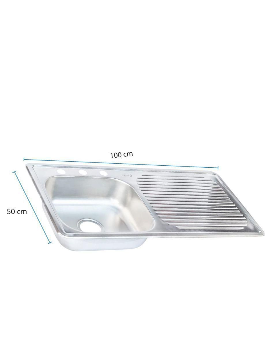 Tarja de acero inoxidable con escurridor derecho TSED10050 + KIT-009 8