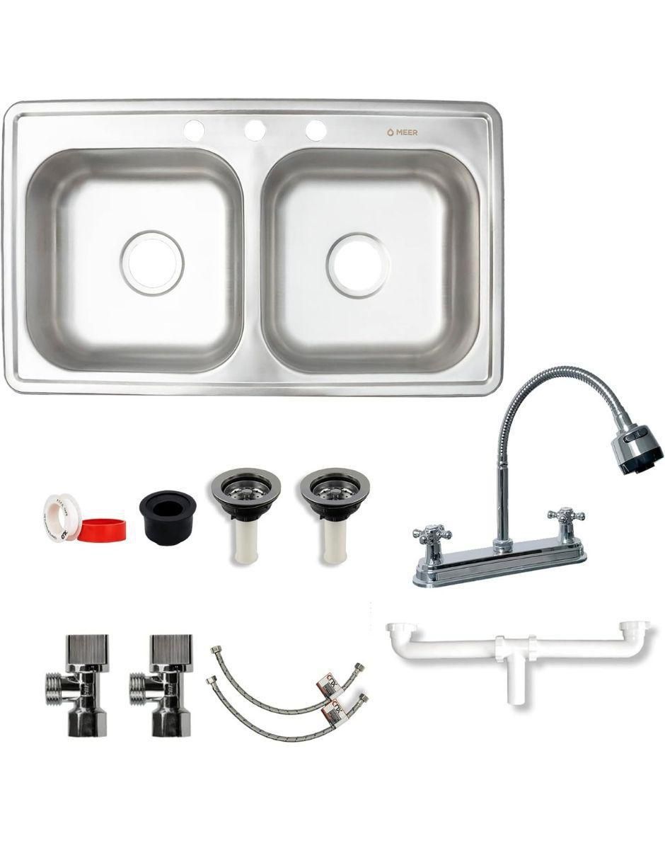 Tarja doble tina de acero inoxidable TD8456 KIT-002 MZF826F Tarja doble tina de acero inoxidable TD8456 KIT-002 MZF826F