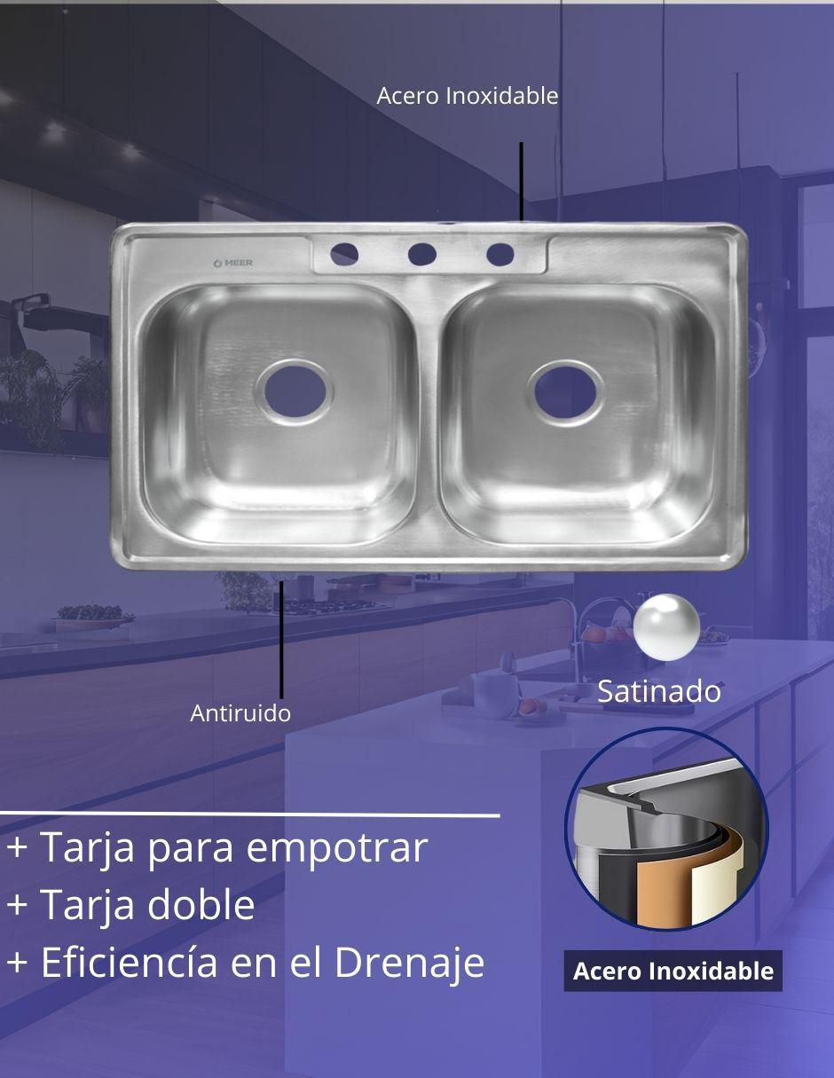 Tarja doble tina de acero inoxidable TD8456 KIT-002 MZF826F 8