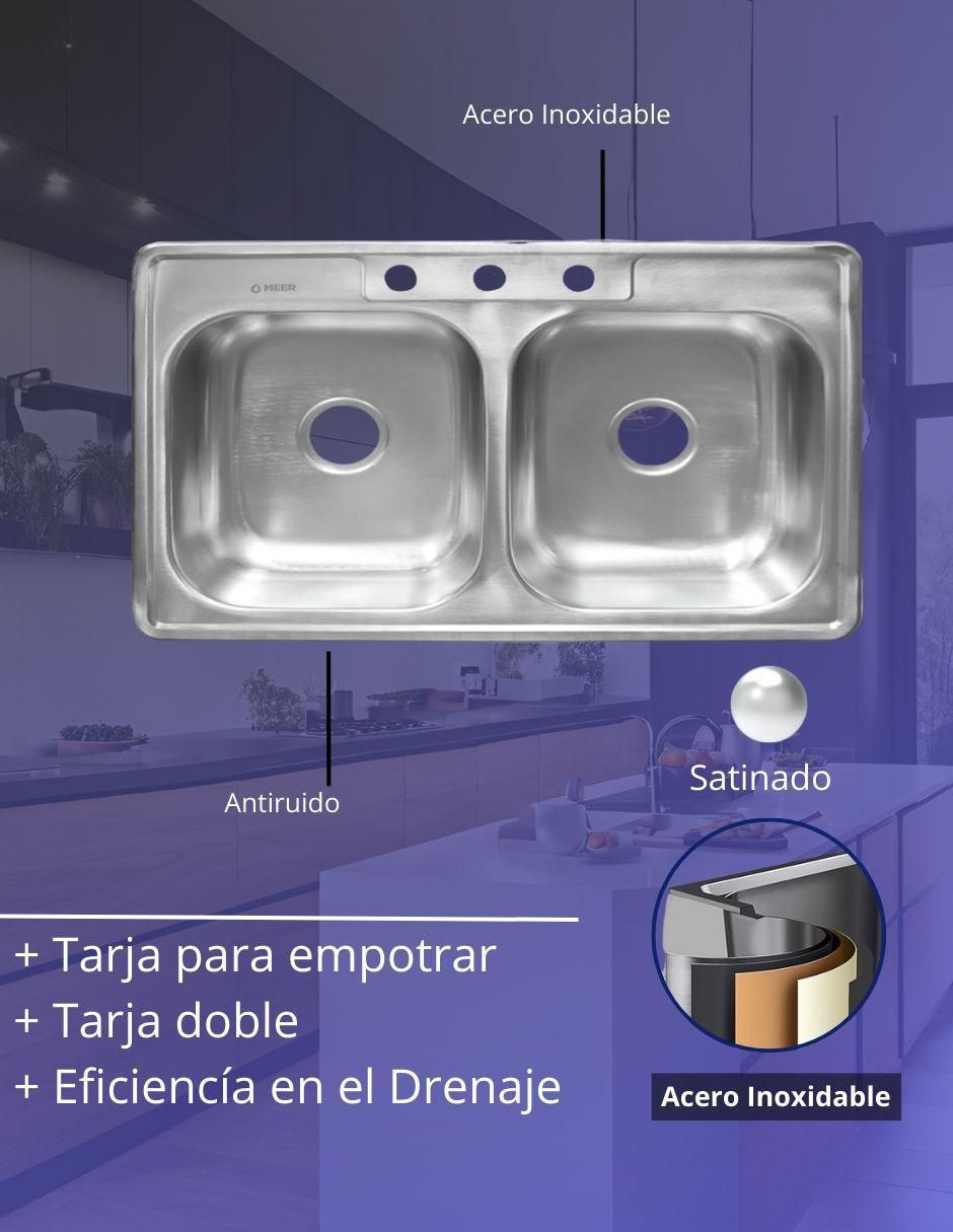 Tarja doble tina de acero inoxidable TD8456 + KIT-002 7