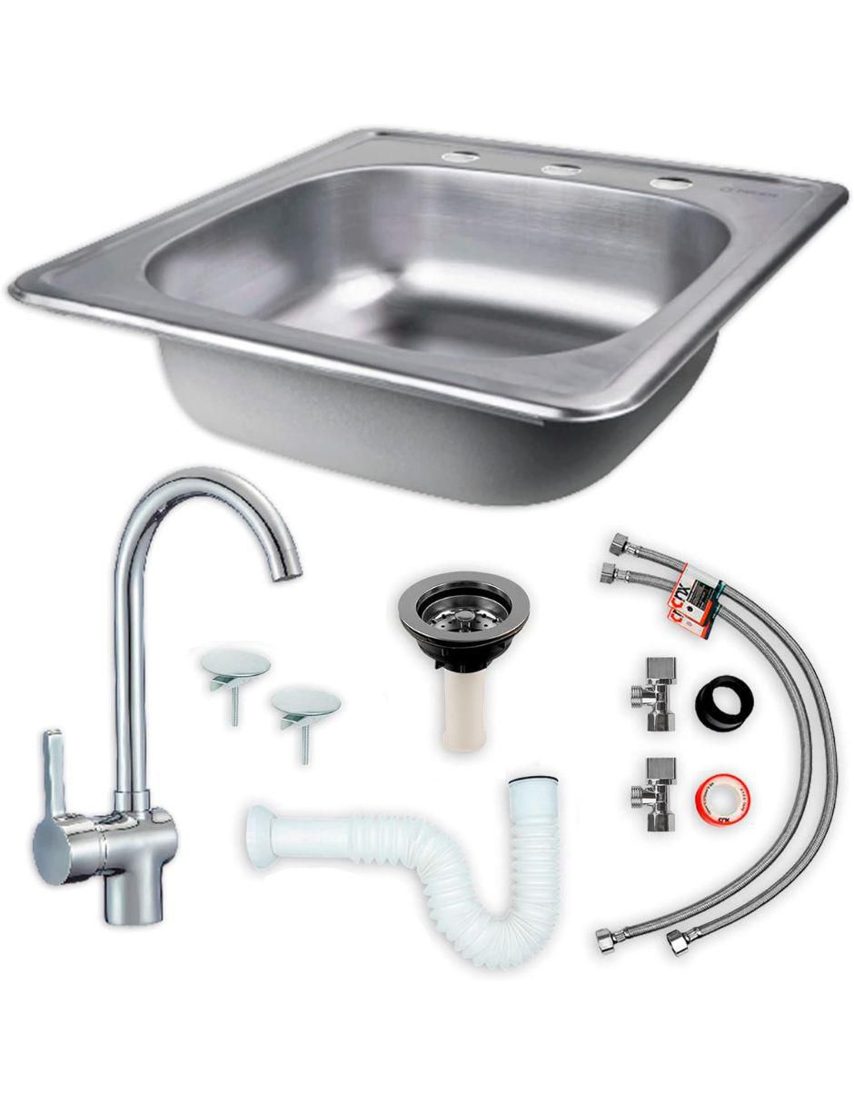Tarja 1 tina de acero inoxidable KIT3TS4848MZM812CUBRET Tarja 1 tina de acero inoxidable KIT3TS4848MZM812CUBRET