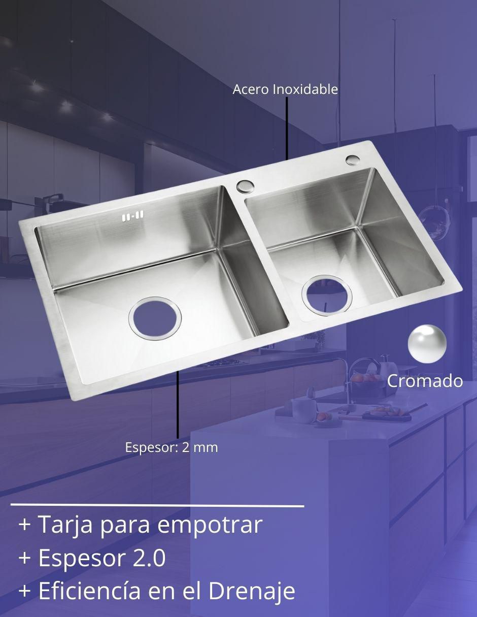 Tarja doble tina de acero inoxidable TD8245-1S MZM8119 COM 3