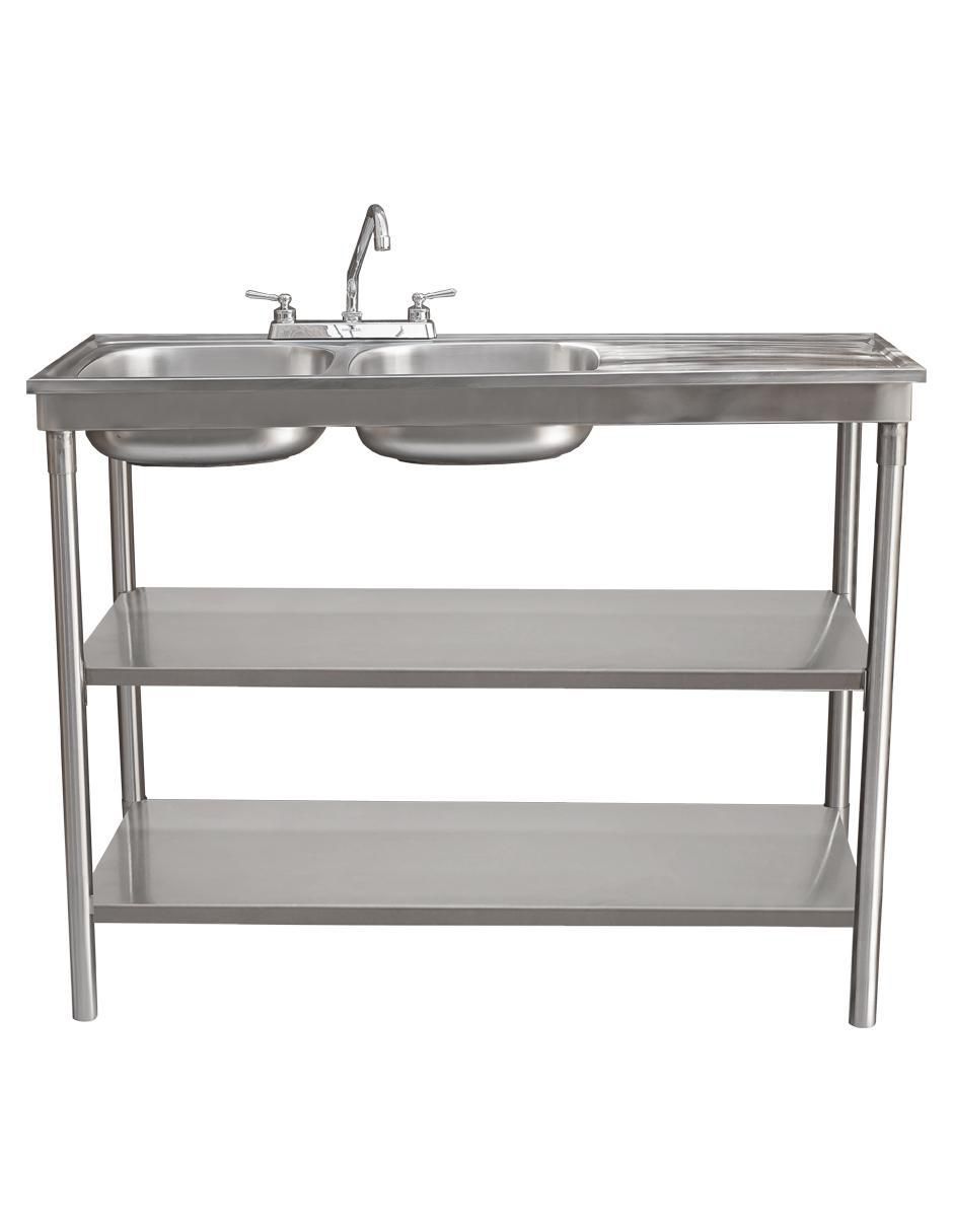 Tarja de acero inoxidable con escurridor derecho