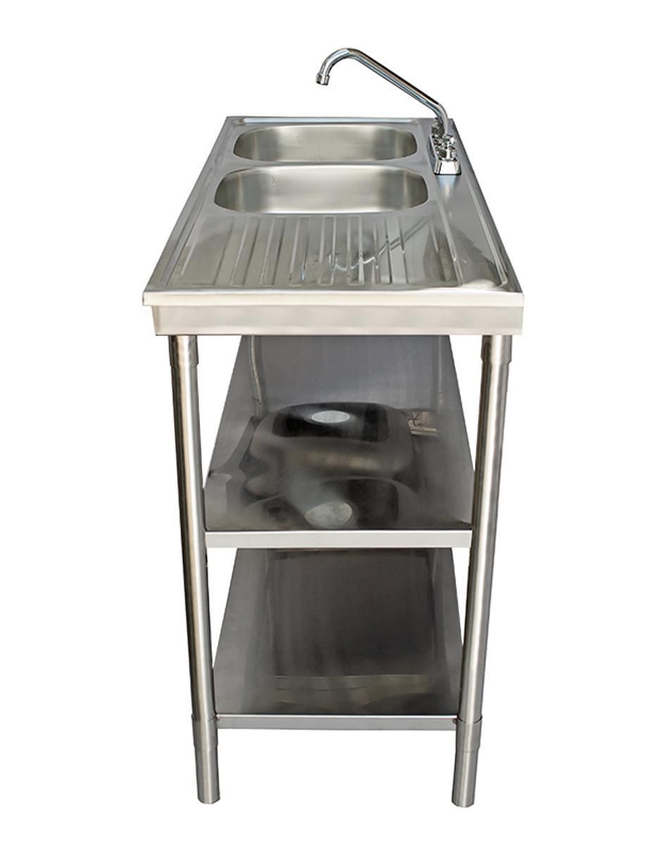 Tarja de acero inoxidable con escurridor derecho 2