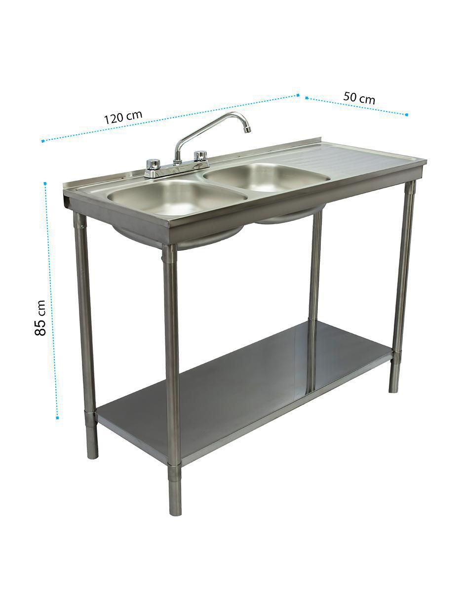 Tarja de acero inoxidable con escurridor derecho 6