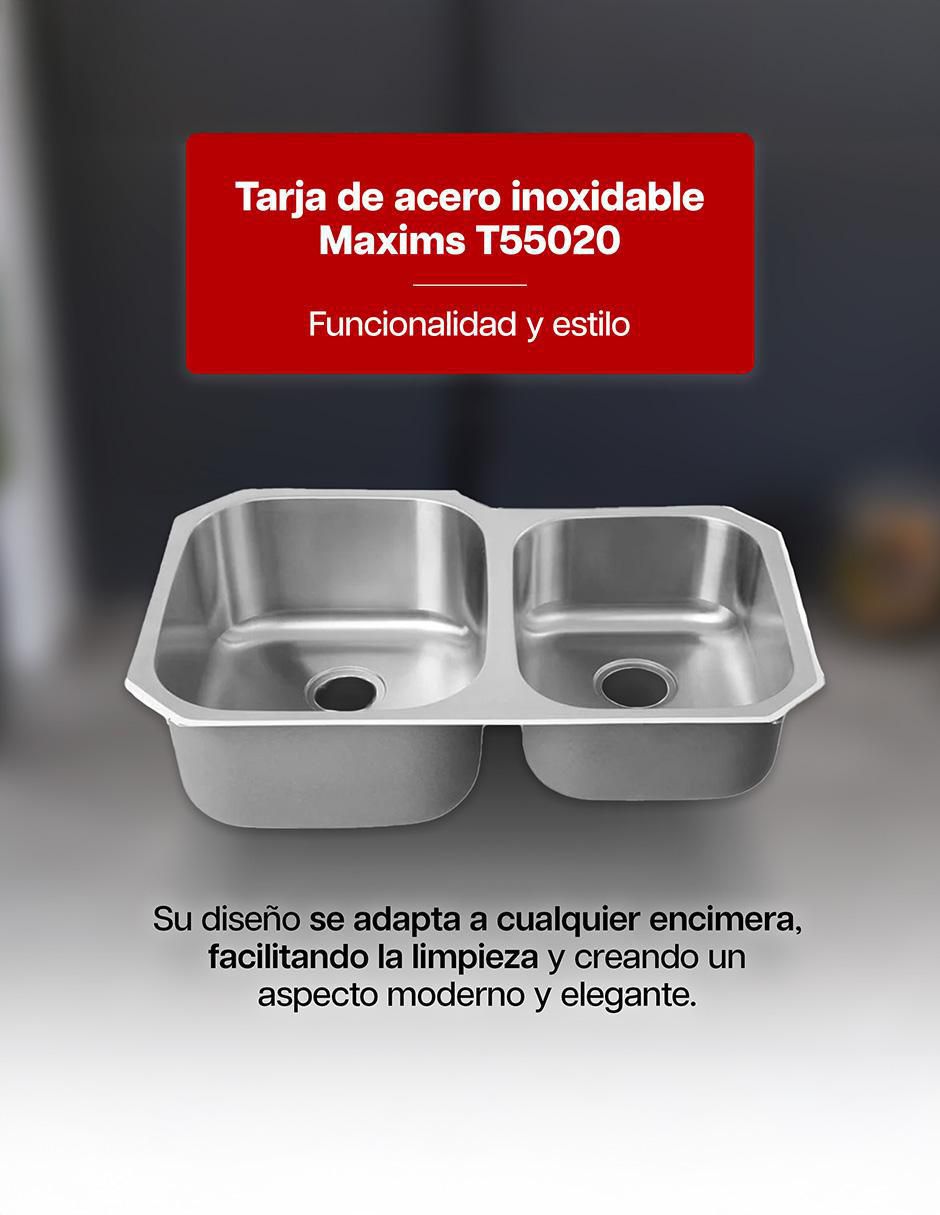 Tarja doble tina de acero inoxidable 80x48 2