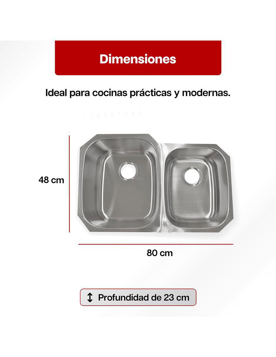 Tarja doble tina de acero inoxidable 80x48 4