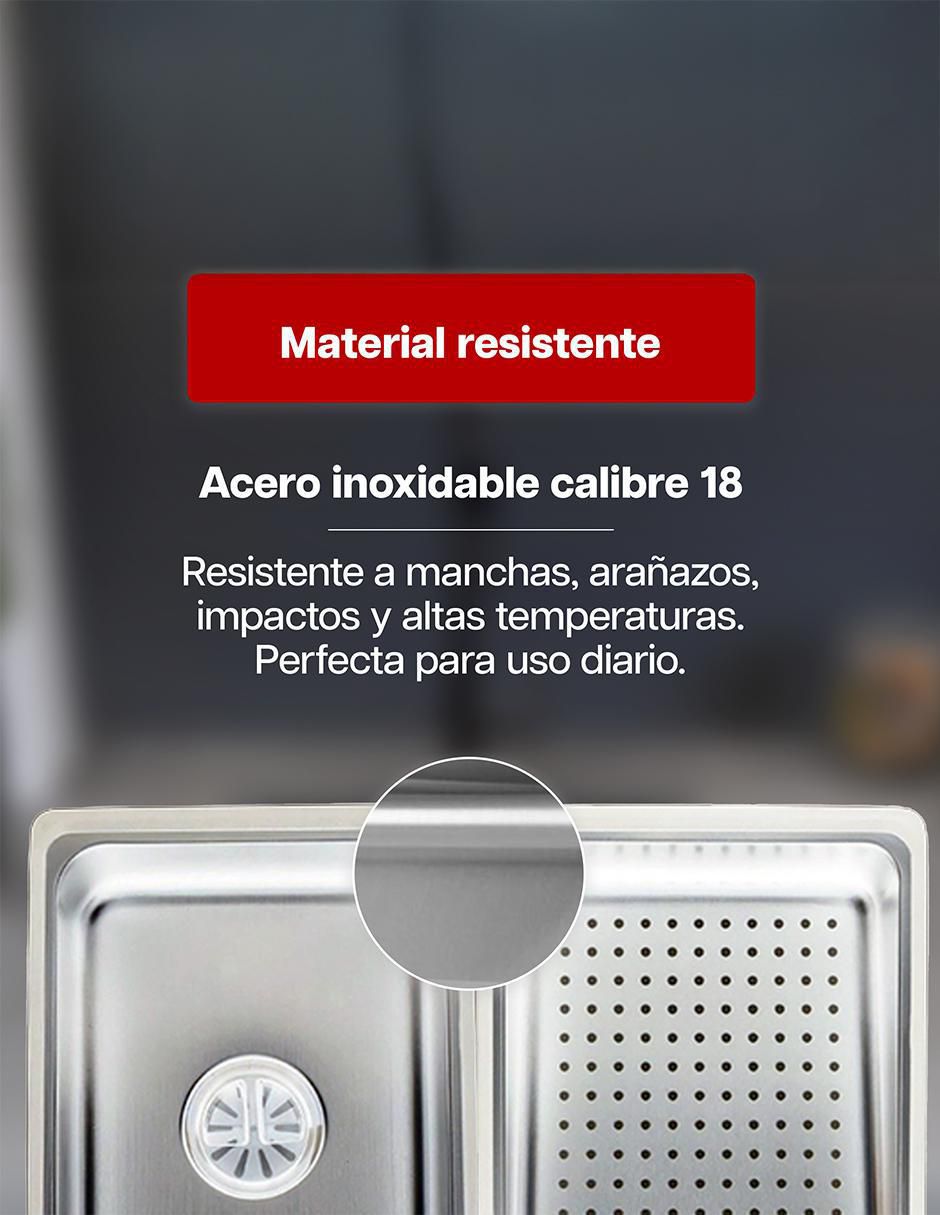Tarja de acero inoxidable con escurridor derecho 4