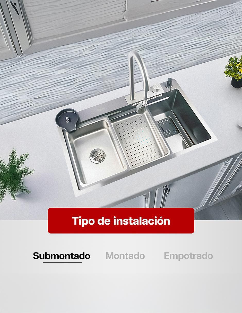 Tarja de acero inoxidable con escurridor derecho 6