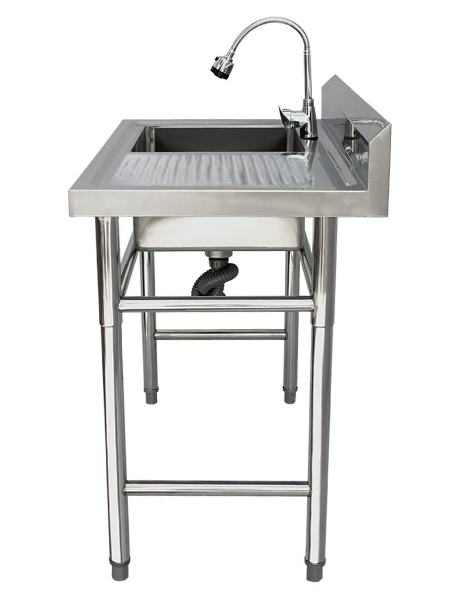 Tarja de acero inoxidable con escurridor derecho