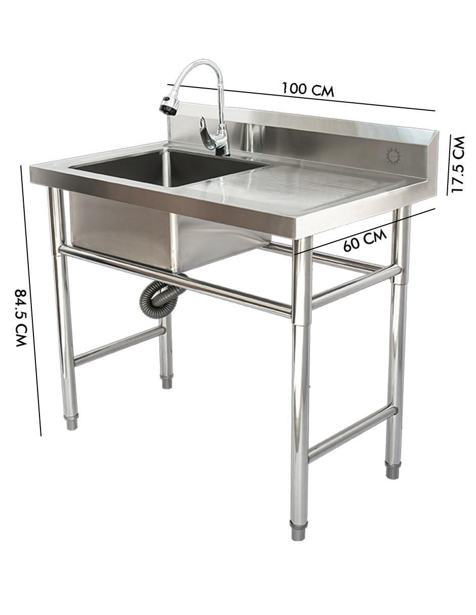 Tarja de acero inoxidable con escurridor derecho