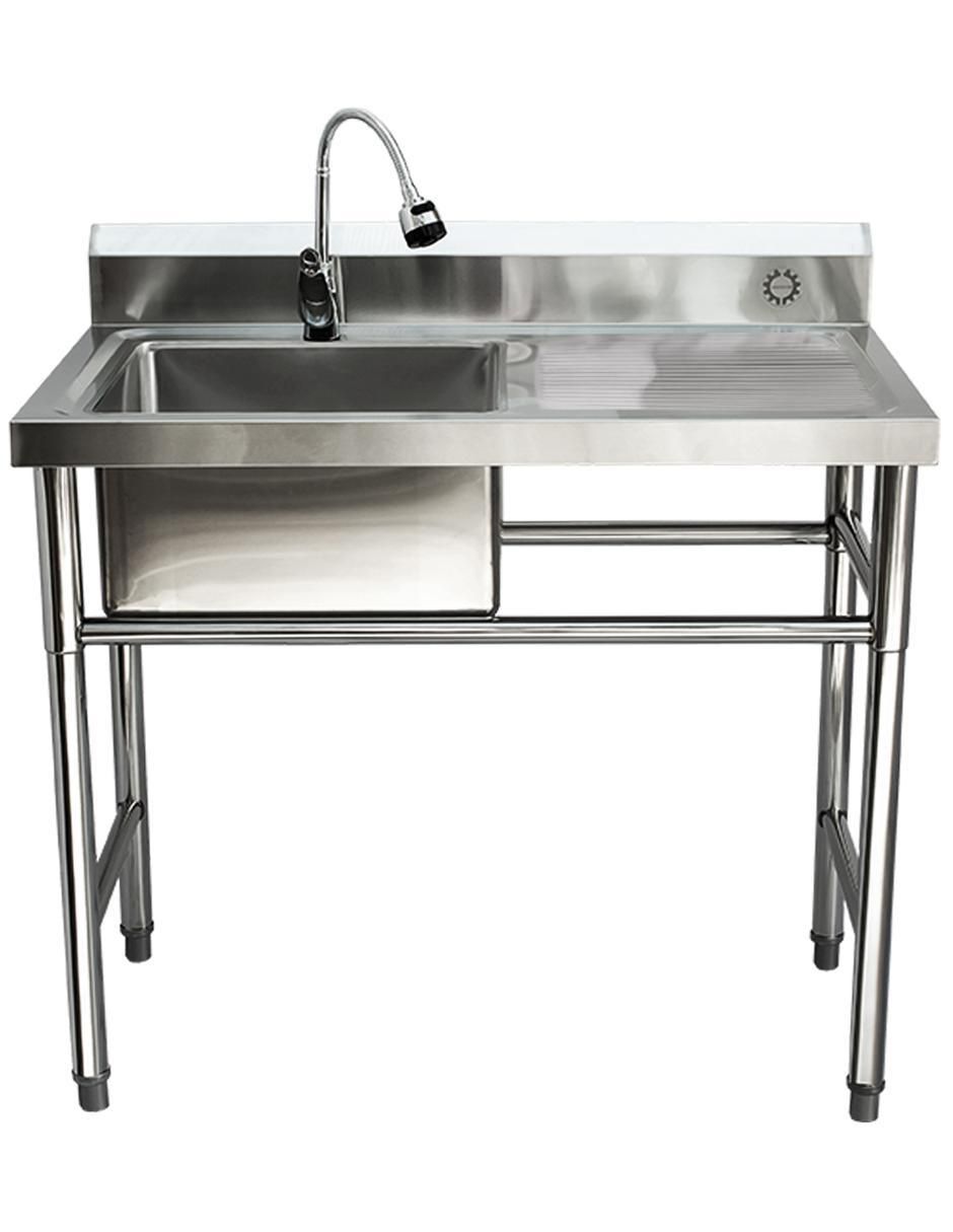 Tarja de acero inoxidable con escurridor derecho